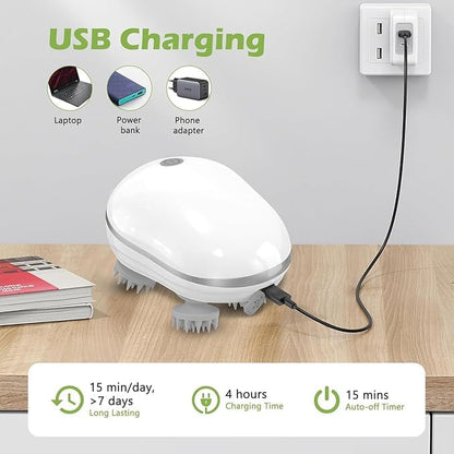 Rechargeable Electric Scalp Massager – 4D Head & Body Relaxation Device | Portable Hair Growth & Stress Relief Massager