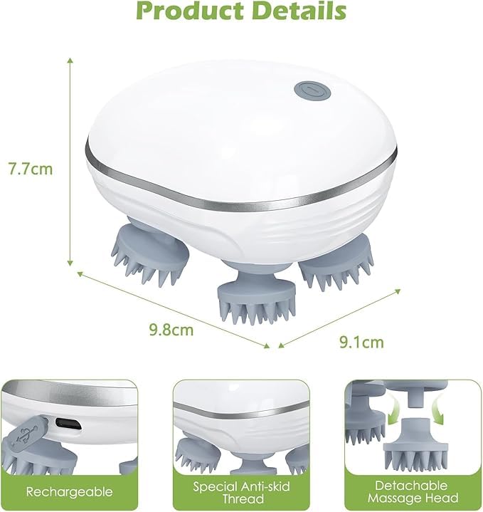 Rechargeable Electric Scalp Massager – 4D Head & Body Relaxation Device | Portable Hair Growth & Stress Relief Massager