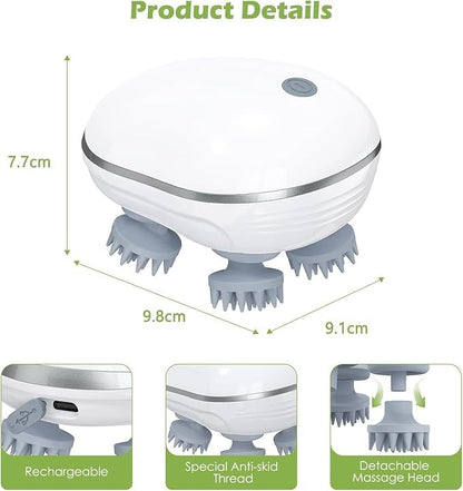 Rechargeable Electric Scalp Massager – 4D Head & Body Relaxation Device | Portable Hair Growth & Stress Relief Massager