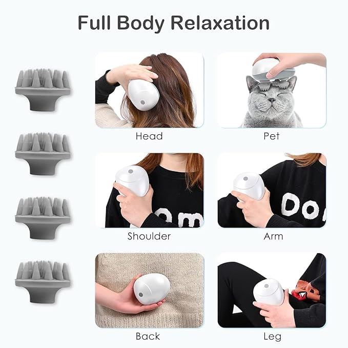 Rechargeable Electric Scalp Massager – 4D Head & Body Relaxation Device | Portable Hair Growth & Stress Relief Massager