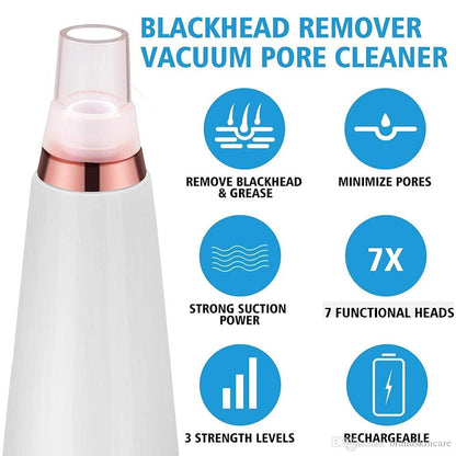 Electric Blackhead Remover Vacuum – Multi-Functional Pore Cleaner with 6 Suction Heads | Deep Pore Cleansing & Acne Removal Device