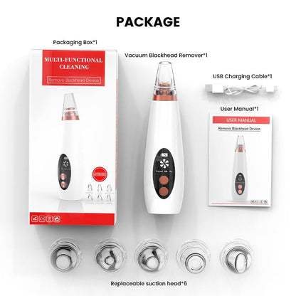Electric Blackhead Remover Vacuum – Multi-Functional Pore Cleaner with 6 Suction Heads | Deep Pore Cleansing & Acne Removal Device