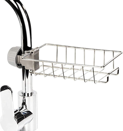 Adjustable Faucet Hanging Storage Rack – Stainless Steel Sink Organizer for Kitchen & Bathroom