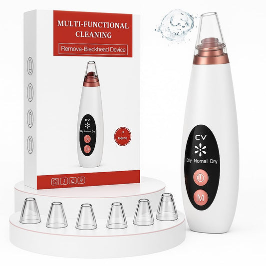 Electric Blackhead Remover Vacuum – Multi-Functional Pore Cleaner with 6 Suction Heads | Deep Pore Cleansing & Acne Removal Device
