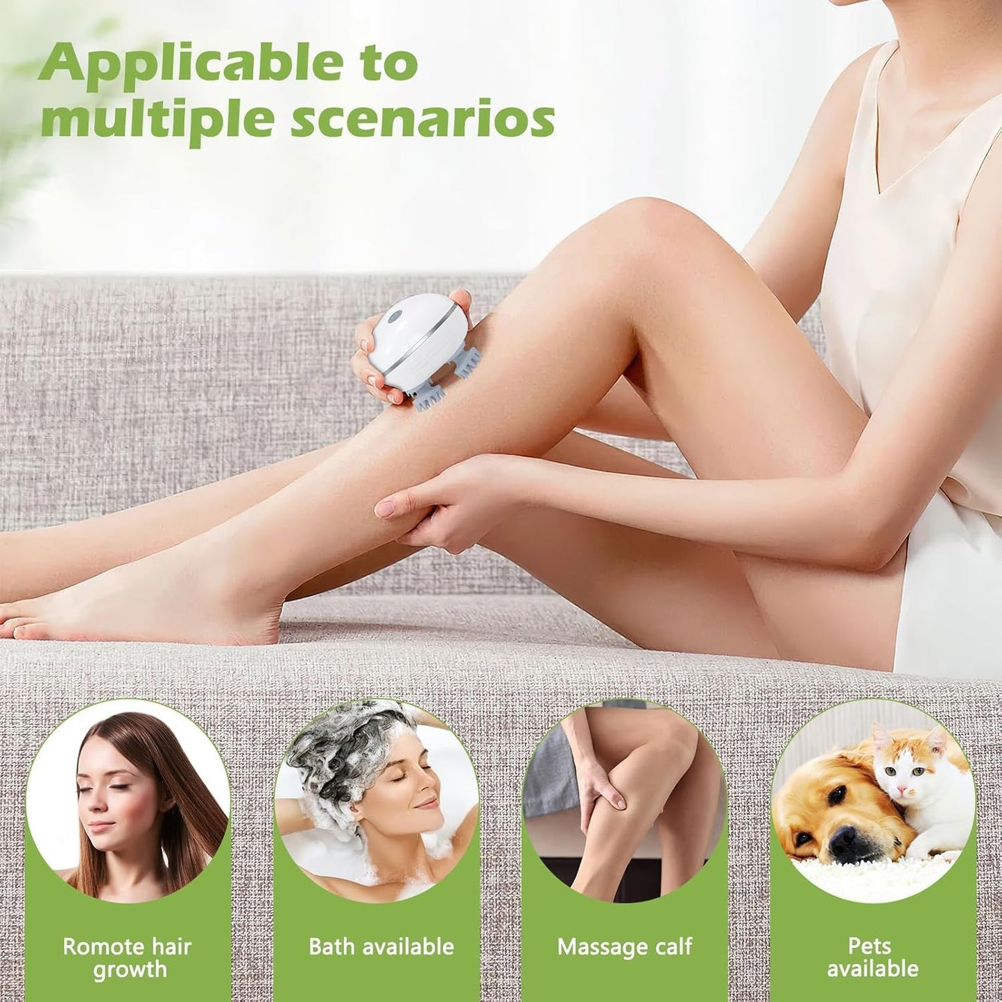 Rechargeable Electric Scalp Massager – 4D Head & Body Relaxation Device | Portable Hair Growth & Stress Relief Massager