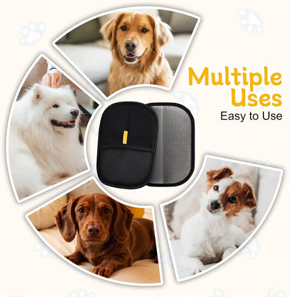 2-in-1 Pet Grooming Glove Pad – Cat & Dog Hair Removal, Massage & Deshedding Mitt | Reusable & Washable Fur Cleaner