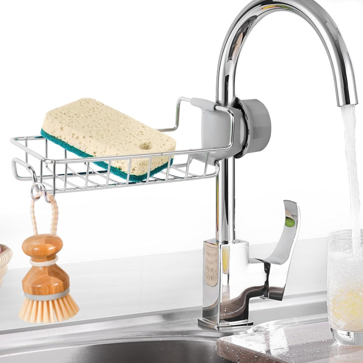 Adjustable Faucet Hanging Storage Rack – Stainless Steel Sink Organizer for Kitchen & Bathroom