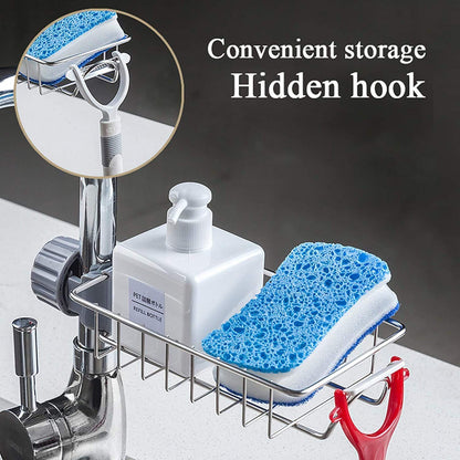 Adjustable Faucet Hanging Storage Rack – Stainless Steel Sink Organizer for Kitchen & Bathroom