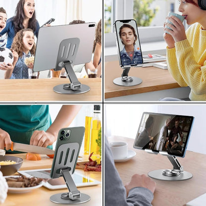 360° Adjustable Foldable Mobile Phone & Tablet Stand | Universal Rotating Aluminum Holder for Desk, Home & Office