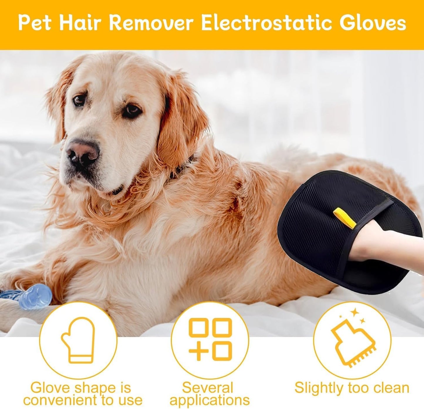 2-in-1 Pet Grooming Glove Pad – Cat & Dog Hair Removal, Massage & Deshedding Mitt | Reusable & Washable Fur Cleaner