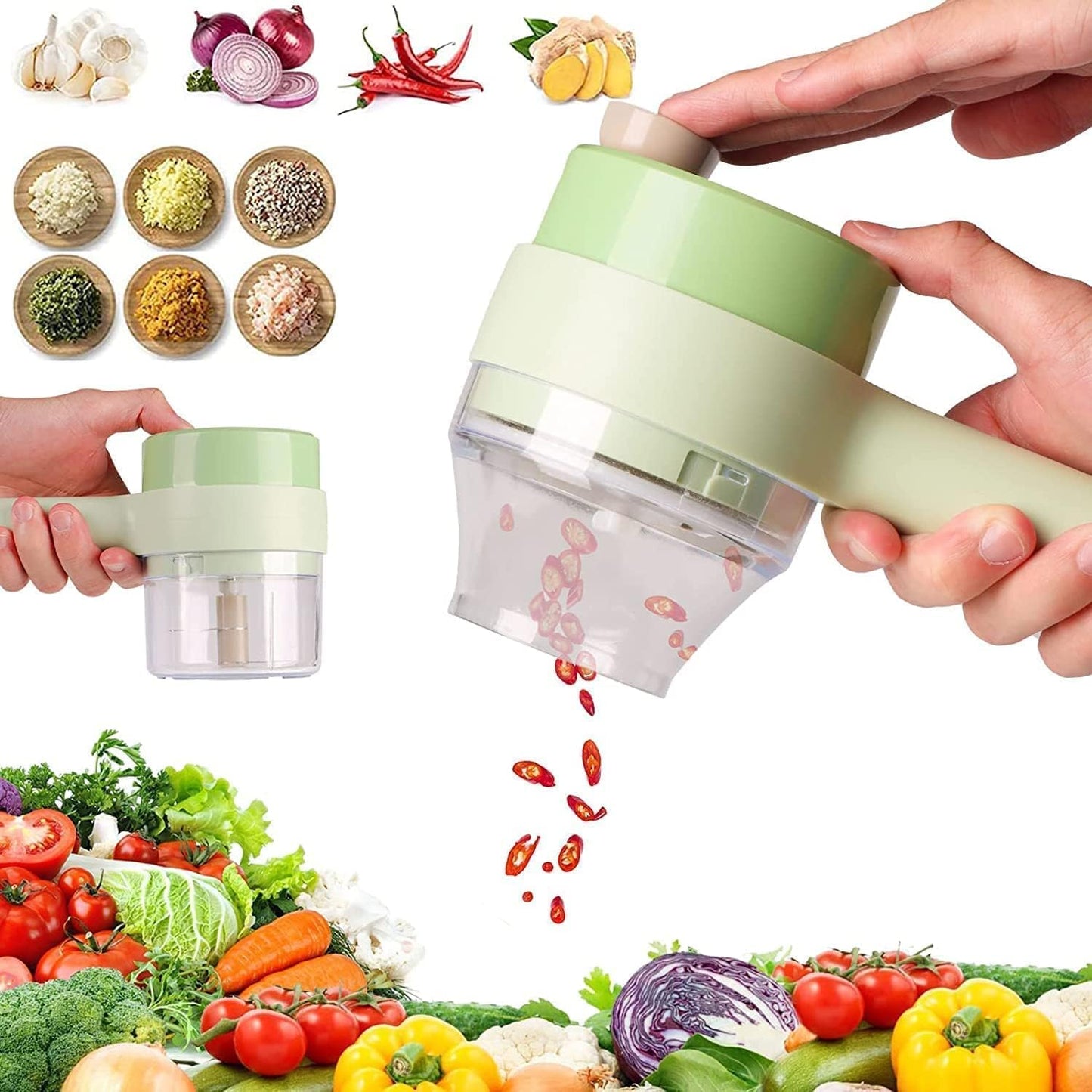 Handheld Manual Vegetable & Chili Slicer | Quick Mini Food Cutter for Kitchen