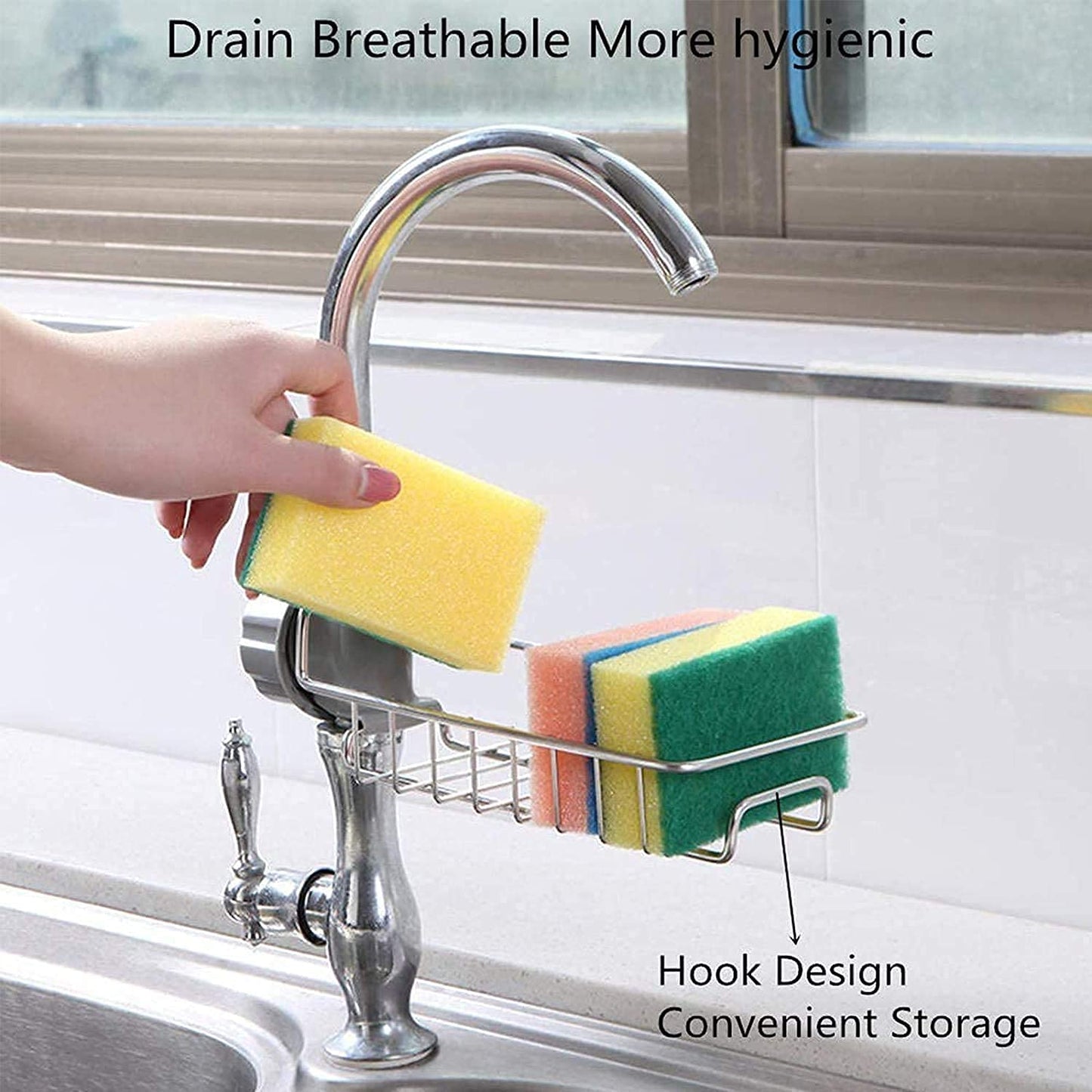 Adjustable Faucet Hanging Storage Rack – Stainless Steel Sink Organizer for Kitchen & Bathroom