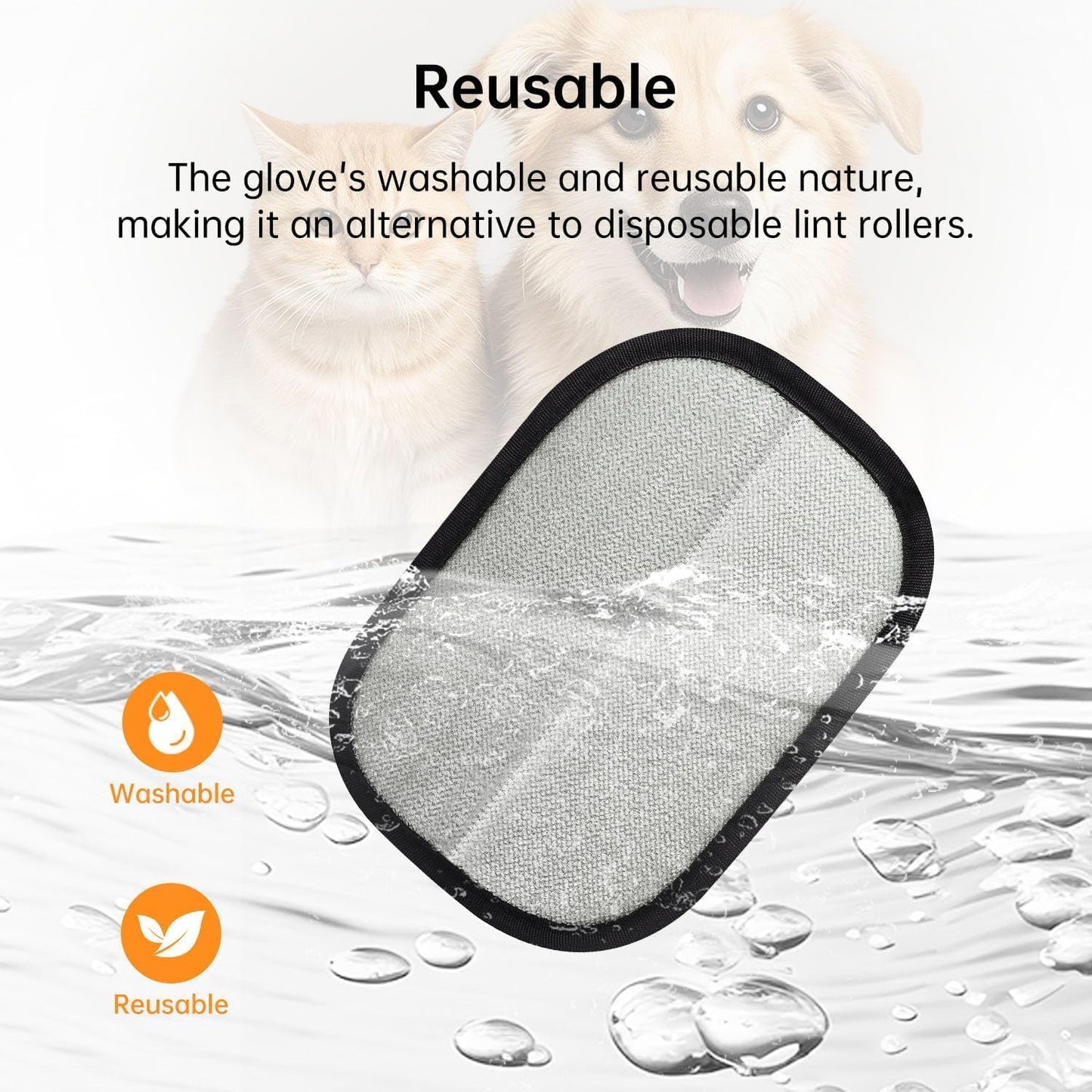 2-in-1 Pet Grooming Glove Pad – Cat & Dog Hair Removal, Massage & Deshedding Mitt | Reusable & Washable Fur Cleaner