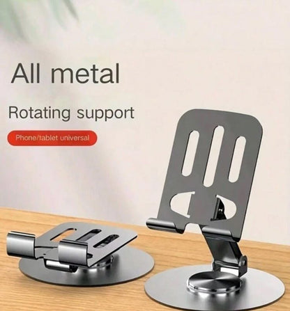 360° Adjustable Foldable Mobile Phone & Tablet Stand | Universal Rotating Aluminum Holder for Desk, Home & Office